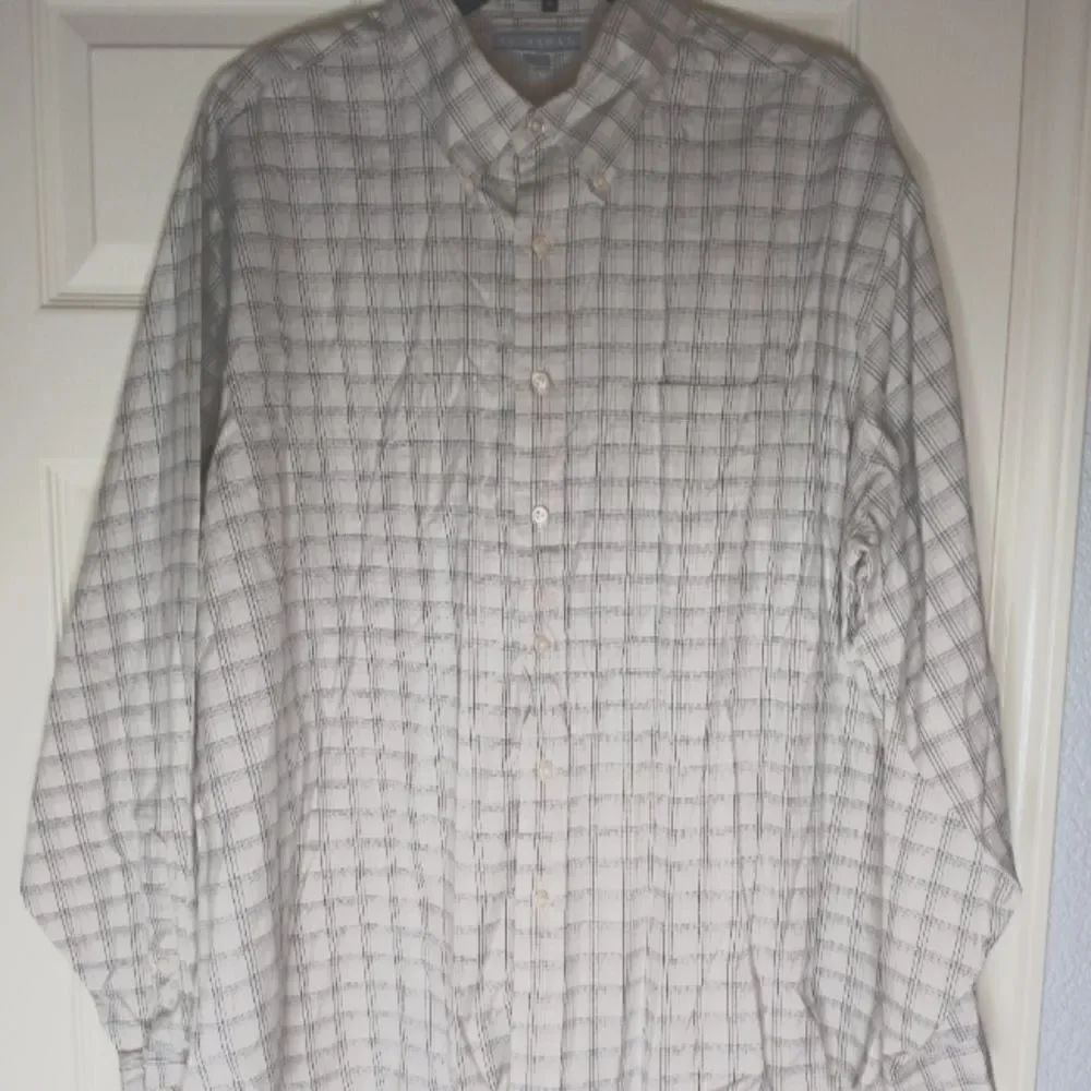 HathawayCambridgeTwill 17 1/2-35 L/slv PlaidButtonUp100%Cotton PocketMen's Shirt